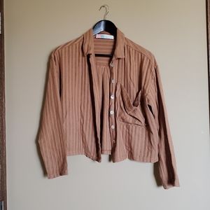 Free People Brown Button up